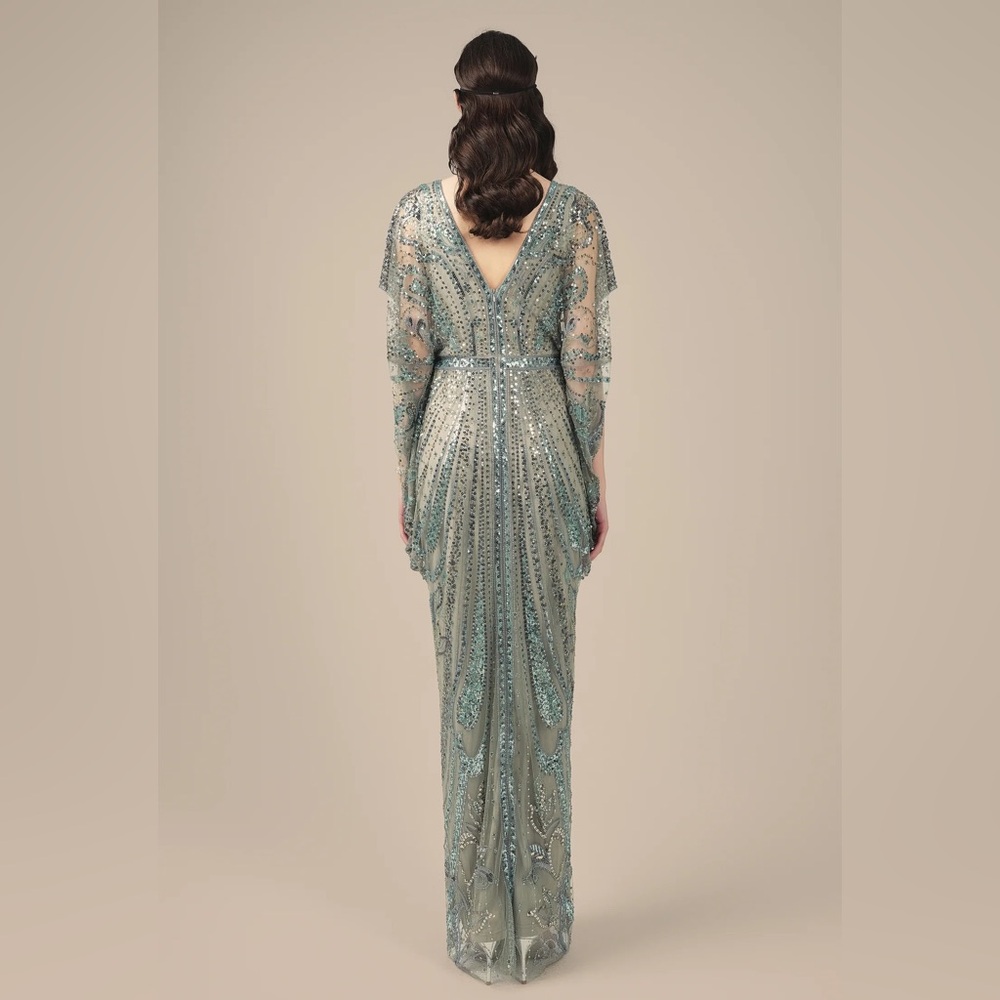 Retro Batwing Sleeve Sequin Evening Gown - Picture 2 of 5